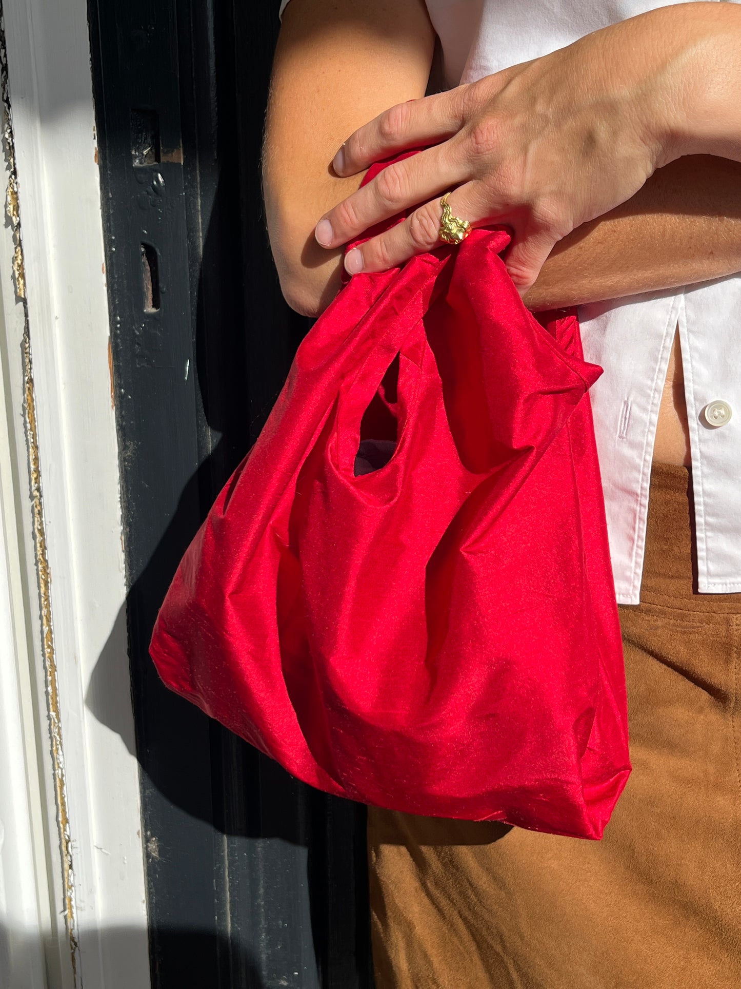 Silk Taffeta Bag, Tomato