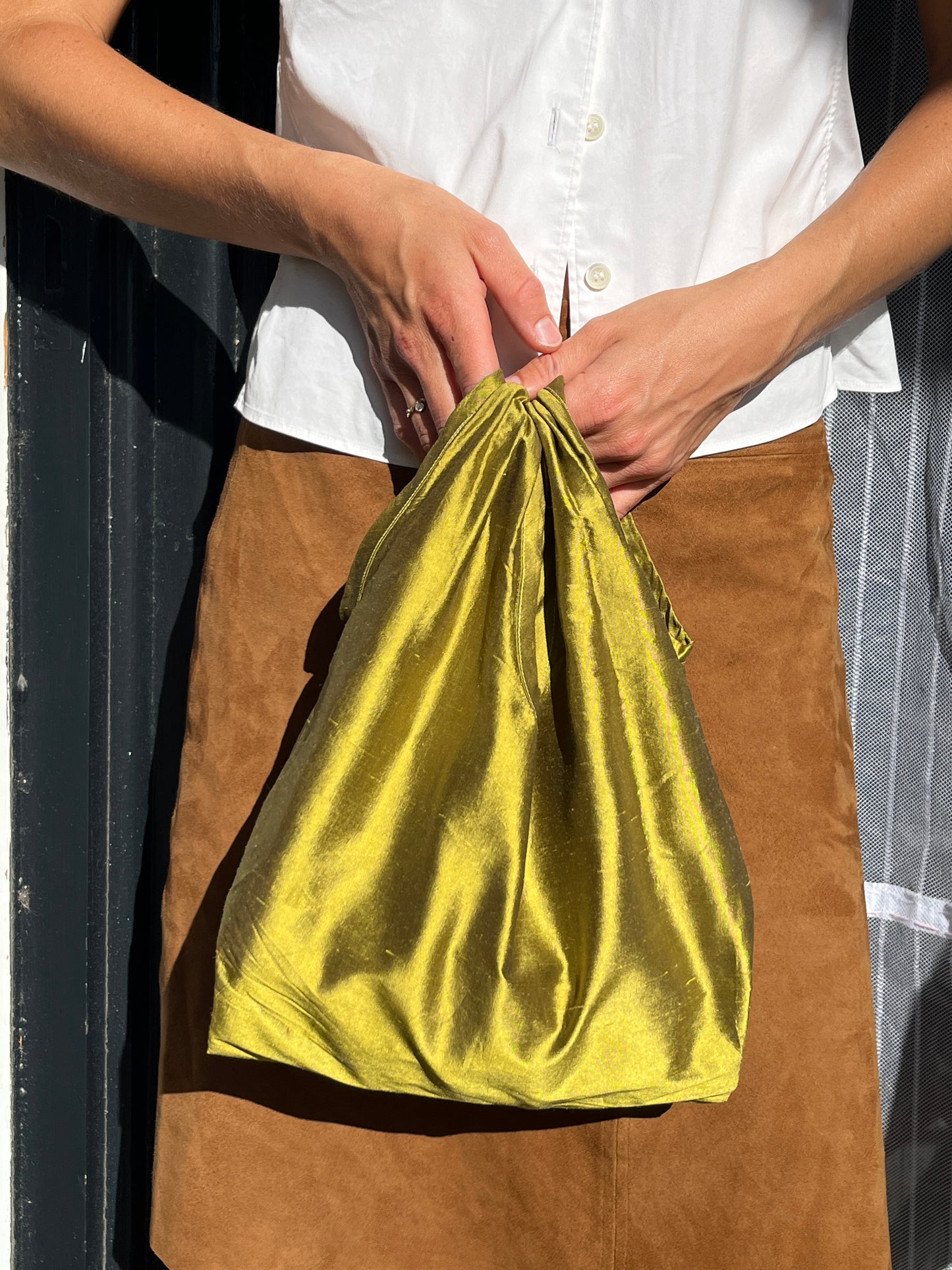 Silk Taffeta Bag, Grass