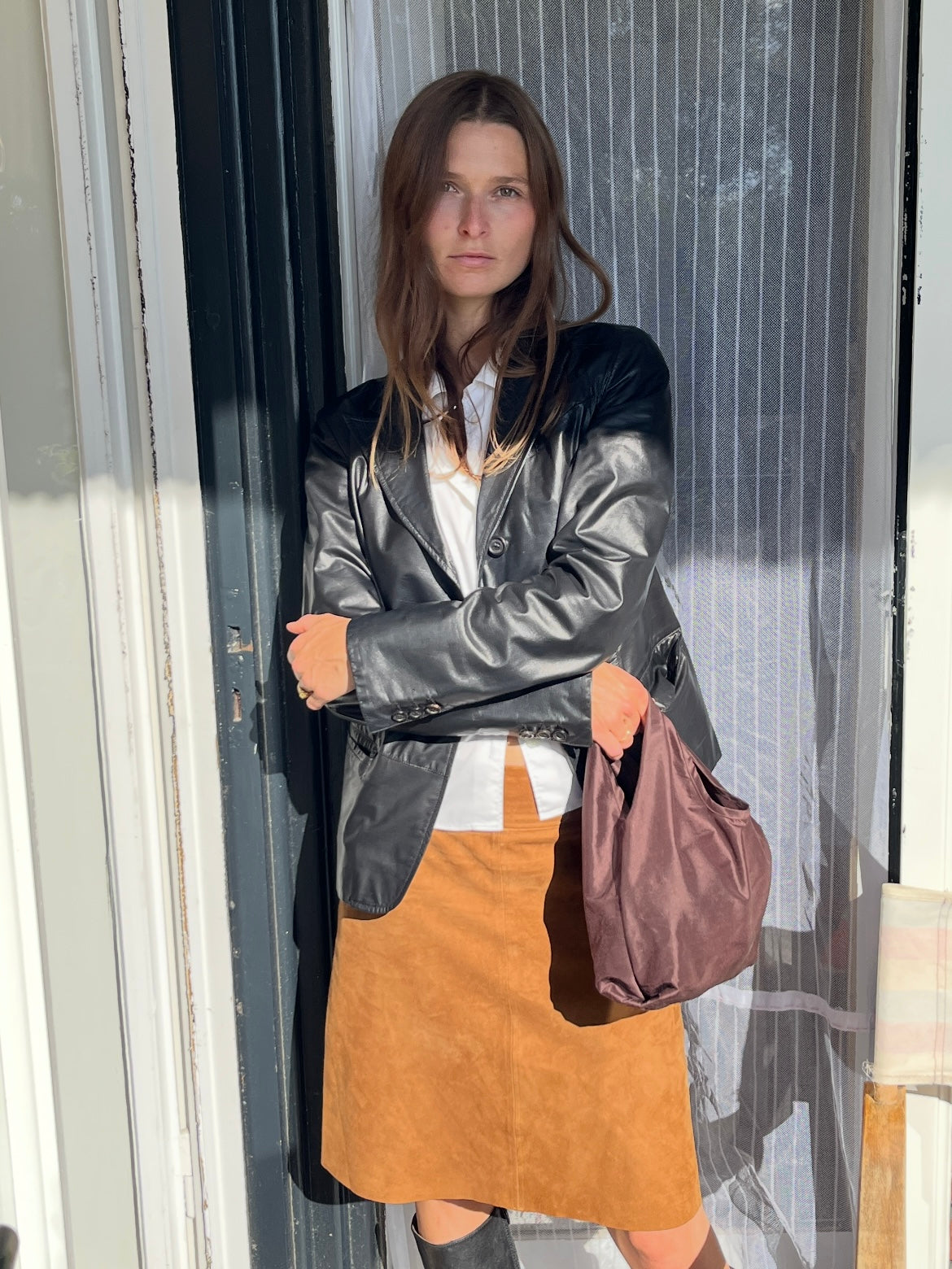 Silk Taffeta Bag, Chocolate