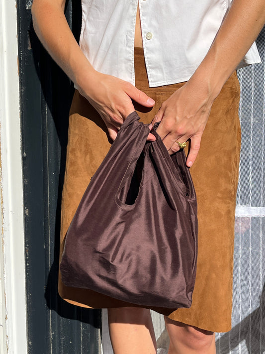Silk Taffeta Bag, Chocolate